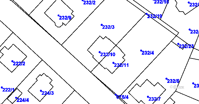 Parcela st. 232/10 v KÚ Bukovec, Katastrální mapa