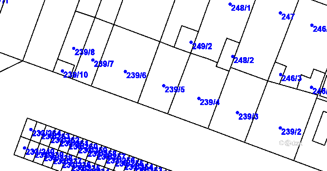 Parcela st. 239/5 v KÚ Bukovec, Katastrální mapa