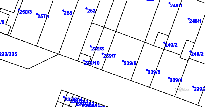Parcela st. 239/7 v KÚ Bukovec, Katastrální mapa