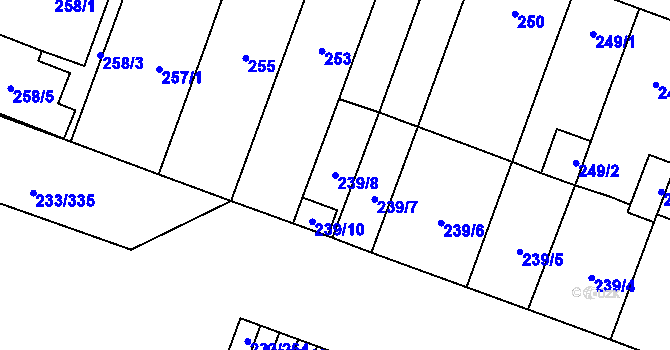 Parcela st. 239/8 v KÚ Bukovec, Katastrální mapa