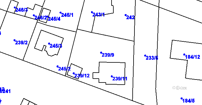 Parcela st. 239/9 v KÚ Bukovec, Katastrální mapa