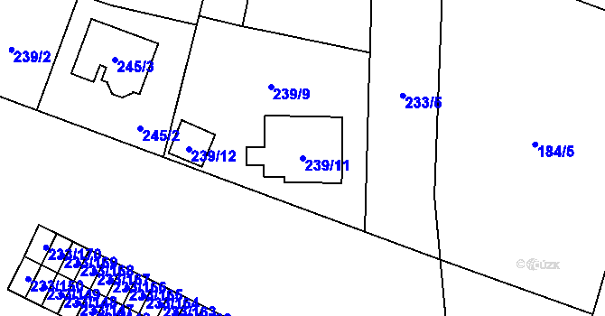 Parcela st. 239/11 v KÚ Bukovec, Katastrální mapa