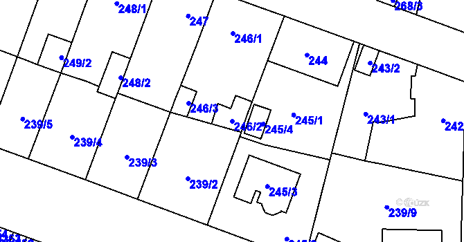 Parcela st. 246/2 v KÚ Bukovec, Katastrální mapa