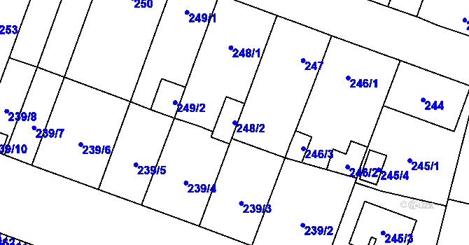 Parcela st. 248/2 v KÚ Bukovec, Katastrální mapa