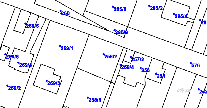 Parcela st. 258/2 v KÚ Bukovec, Katastrální mapa