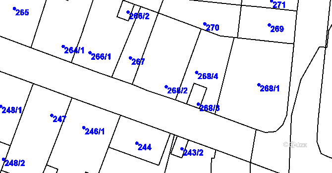 Parcela st. 268/2 v KÚ Bukovec, Katastrální mapa
