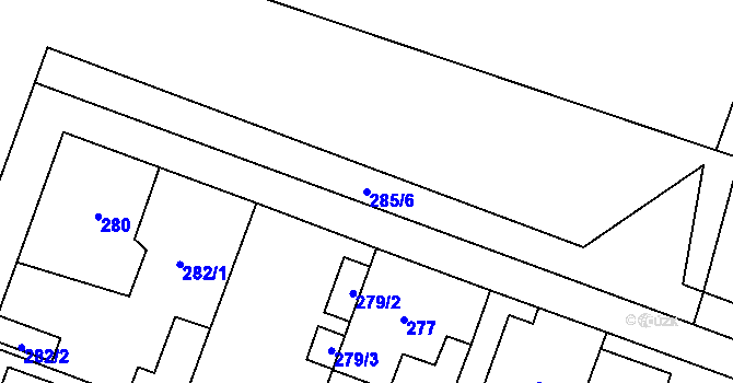Parcela st. 285/6 v KÚ Bukovec, Katastrální mapa