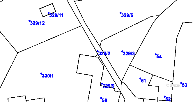 Parcela st. 329/2 v KÚ Bukovec, Katastrální mapa