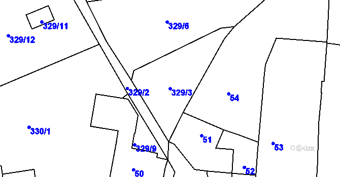 Parcela st. 329/3 v KÚ Bukovec, Katastrální mapa