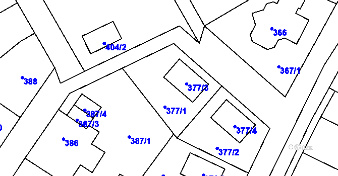 Parcela st. 377 v KÚ Bukovec, Katastrální mapa