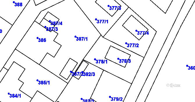 Parcela st. 378/2 v KÚ Bukovec, Katastrální mapa