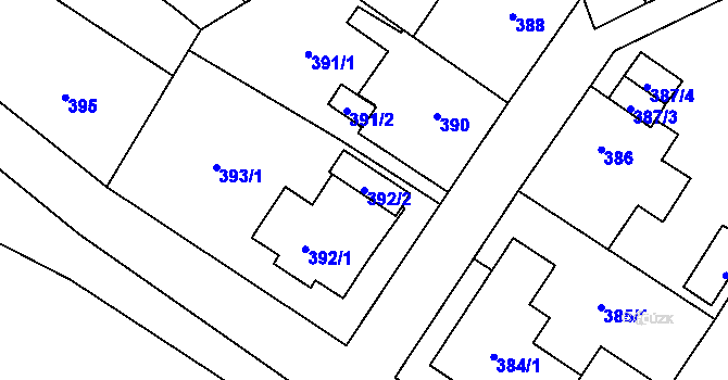 Parcela st. 392/2 v KÚ Bukovec, Katastrální mapa