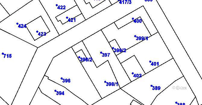 Parcela st. 397 v KÚ Bukovec, Katastrální mapa