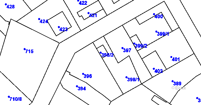 Parcela st. 398/2 v KÚ Bukovec, Katastrální mapa