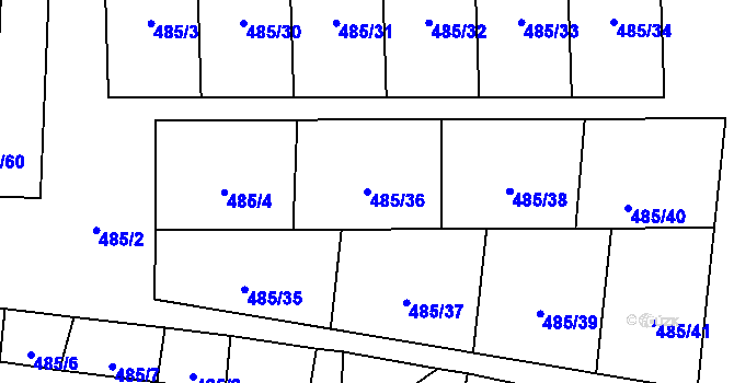 Parcela st. 485/36 v KÚ Bukovec, Katastrální mapa