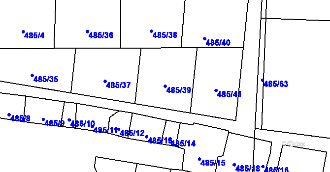 Parcela st. 485/39 v KÚ Bukovec, Katastrální mapa