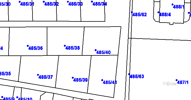 Parcela st. 485/40 v KÚ Bukovec, Katastrální mapa