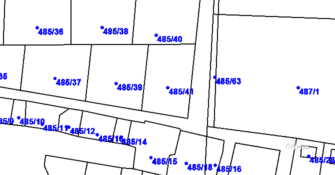 Parcela st. 485/41 v KÚ Bukovec, Katastrální mapa