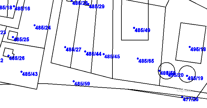 Parcela st. 485/45 v KÚ Bukovec, Katastrální mapa