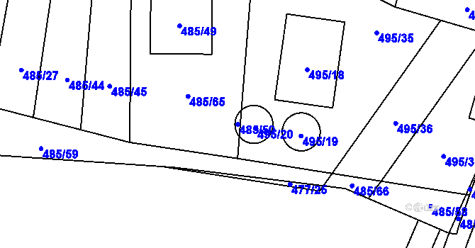 Parcela st. 485/50 v KÚ Bukovec, Katastrální mapa