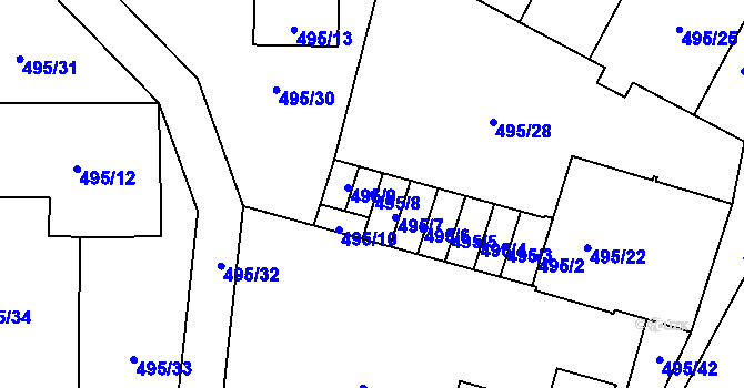 Parcela st. 495/8 v KÚ Bukovec, Katastrální mapa