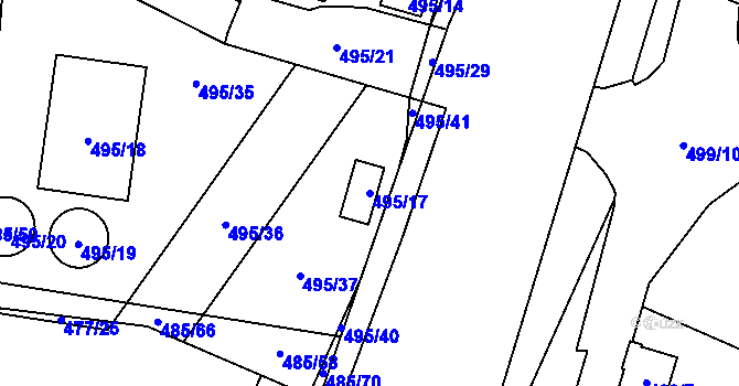 Parcela st. 495/17 v KÚ Bukovec, Katastrální mapa