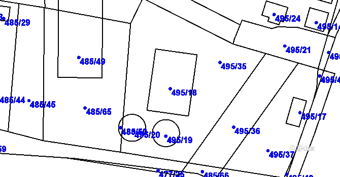 Parcela st. 495/18 v KÚ Bukovec, Katastrální mapa