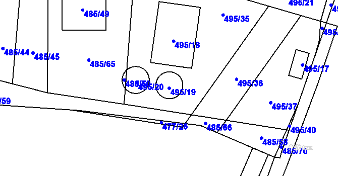 Parcela st. 495/19 v KÚ Bukovec, Katastrální mapa