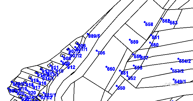 Parcela st. 706 v KÚ Bukovec, Katastrální mapa