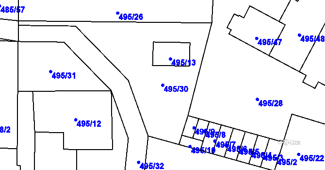 Parcela st. 495/30 v KÚ Bukovec, Katastrální mapa