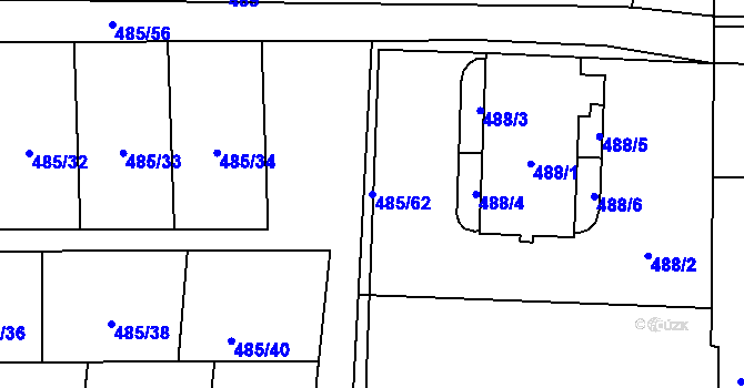 Parcela st. 485/62 v KÚ Bukovec, Katastrální mapa