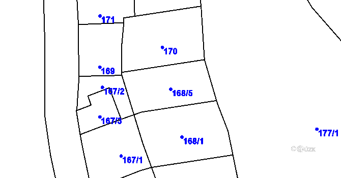 Parcela st. 168/5 v KÚ Bukovec, Katastrální mapa