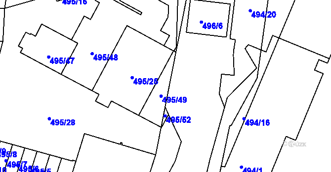 Parcela st. 496/3 v KÚ Bukovec, Katastrální mapa