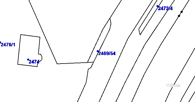Parcela st. 2469/54 v KÚ Plzeň 4, Katastrální mapa