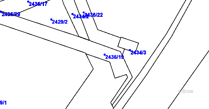 Parcela st. 2436/19 v KÚ Plzeň 4, Katastrální mapa