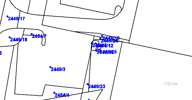 Parcela st. 2449/16 v KÚ Plzeň 4, Katastrální mapa