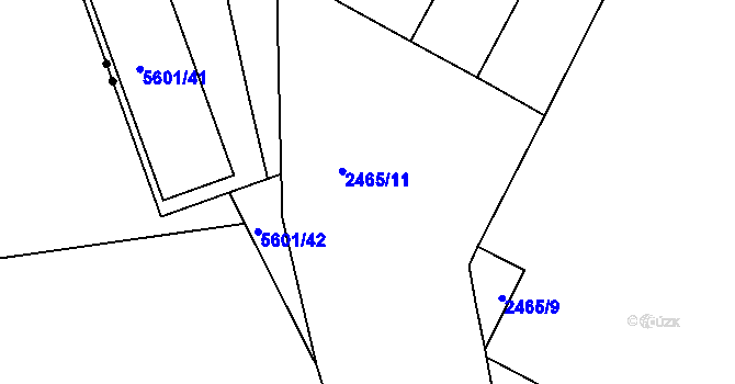 Parcela st. 2465/11 v KÚ Plzeň 4, Katastrální mapa