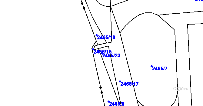Parcela st. 2465/23 v KÚ Plzeň 4, Katastrální mapa