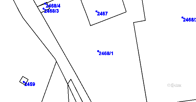 Parcela st. 2468/1 v KÚ Plzeň 4, Katastrální mapa