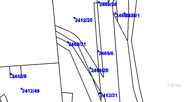 Parcela st. 2469/6 v KÚ Plzeň 4, Katastrální mapa