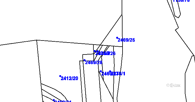 Parcela st. 2469/26 v KÚ Plzeň 4, Katastrální mapa