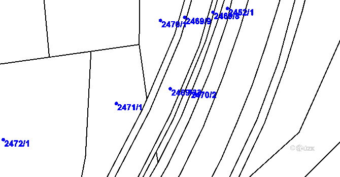 Parcela st. 2469/33 v KÚ Plzeň 4, Katastrální mapa