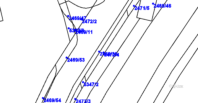 Parcela st. 2469/35 v KÚ Plzeň 4, Katastrální mapa