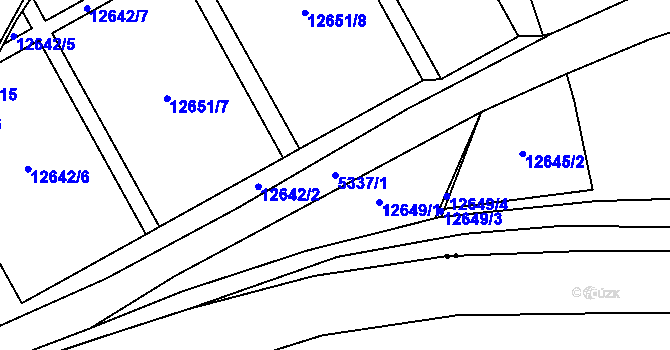 Parcela st. 5337/1 v KÚ Plzeň 4, Katastrální mapa