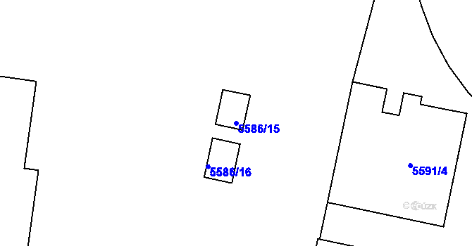 Parcela st. 5586/15 v KÚ Plzeň 4, Katastrální mapa