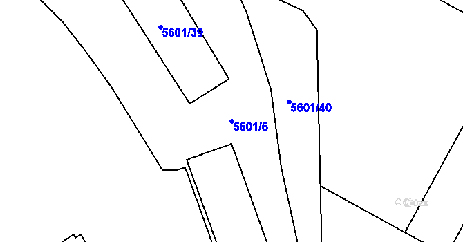 Parcela st. 5601/6 v KÚ Plzeň 4, Katastrální mapa