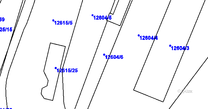 Parcela st. 12604/6 v KÚ Plzeň 4, Katastrální mapa