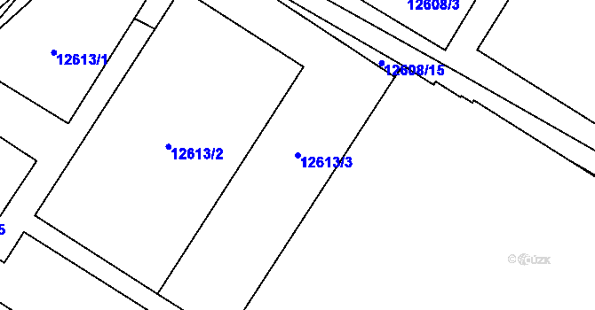 Parcela st. 12613/3 v KÚ Plzeň 4, Katastrální mapa