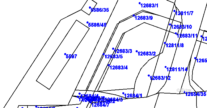 Parcela st. 12683/5 v KÚ Plzeň 4, Katastrální mapa
