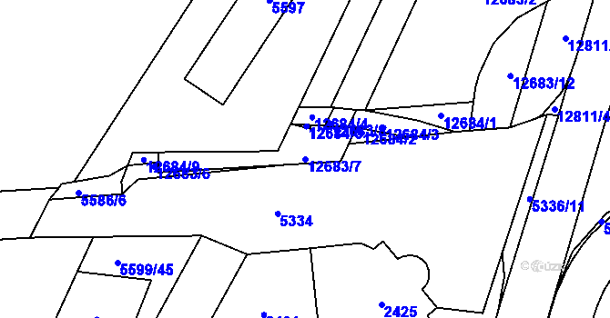 Parcela st. 12683/7 v KÚ Plzeň 4, Katastrální mapa